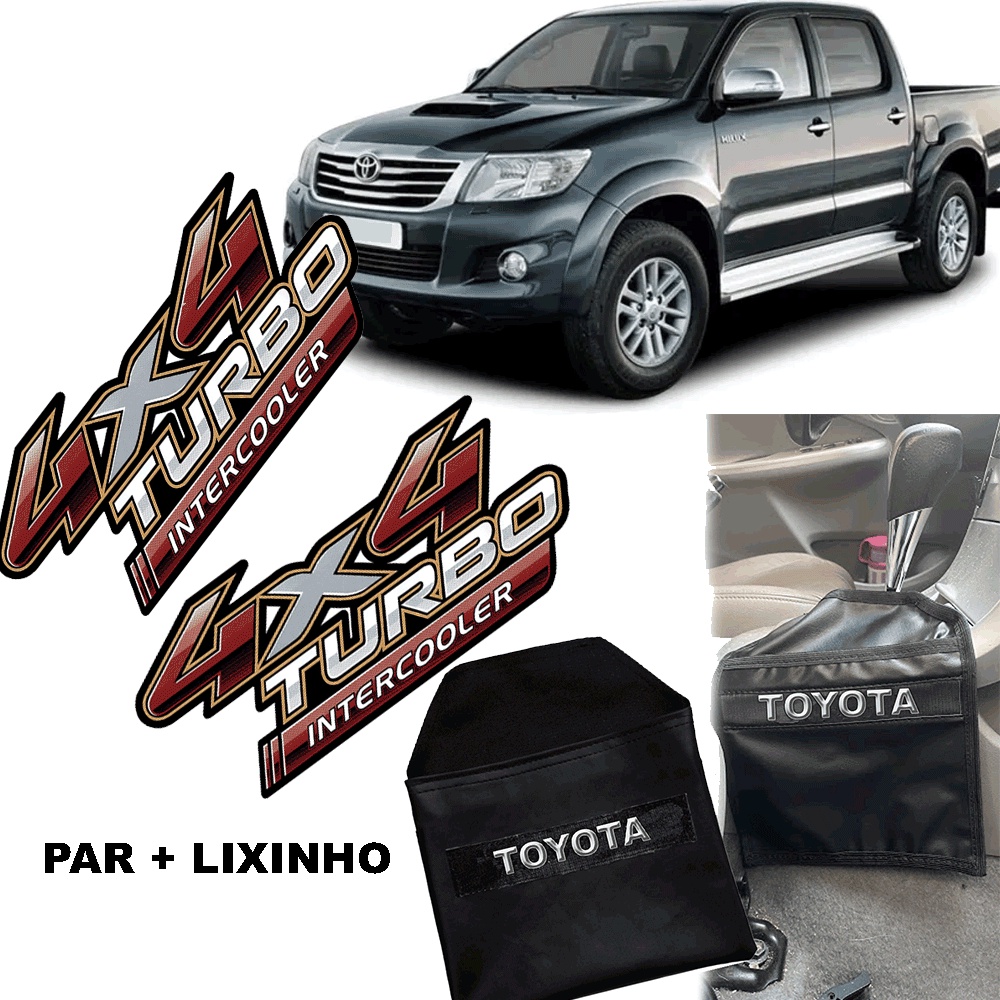 PAR JOGO ADESIVO LATERAL MAIS LIXEIRA LIXO LIXINHO LIXEIRA DE CAMBIO CAMINHONETE TOYOTA HILUX 2016 2017 2018 2019 2020 2021