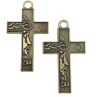 Pingente Crucifixo Face de Cristo Ouro Velho - 20 Unidades