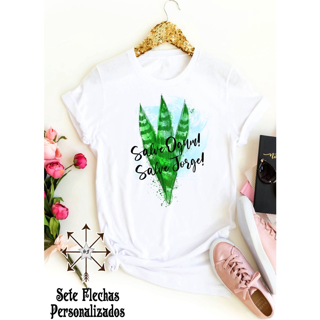 Camiseta umbanda e candomblé, frases de umbanda, frases de candomblé, Salve Ogum , Salve Jorge