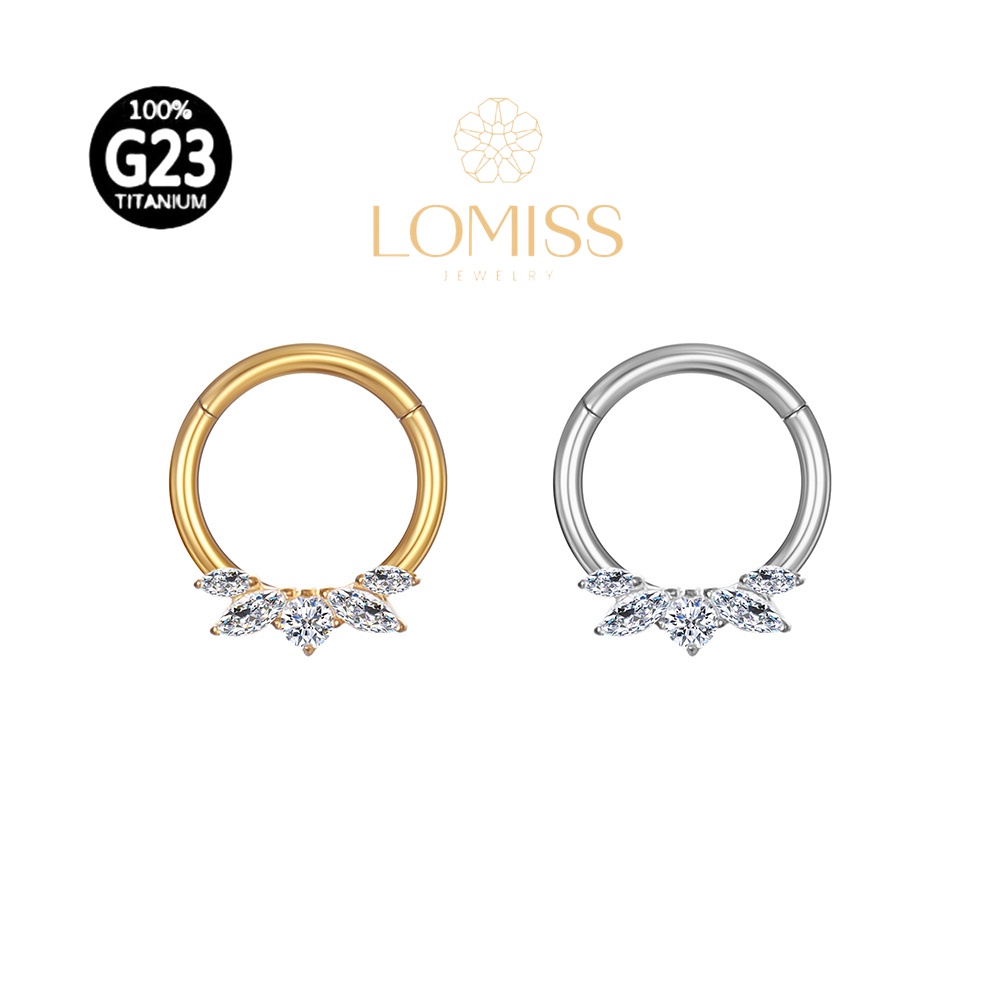 Piercing Orelha Nariz Argola Titânio G23 Pvd Detalhes Zircônia Lomiss piercing em Oferta na Shopee
