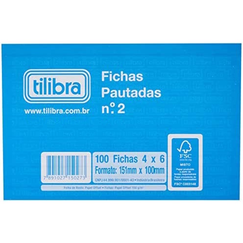 Ficha Pautada Número 2 - 4x6 100 Folhas - Tilibra