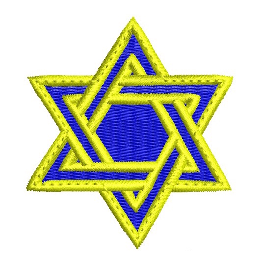 Patch bordado estrela de Daví Israel azul e amarelo com ou sem carrapicho e também termo colante