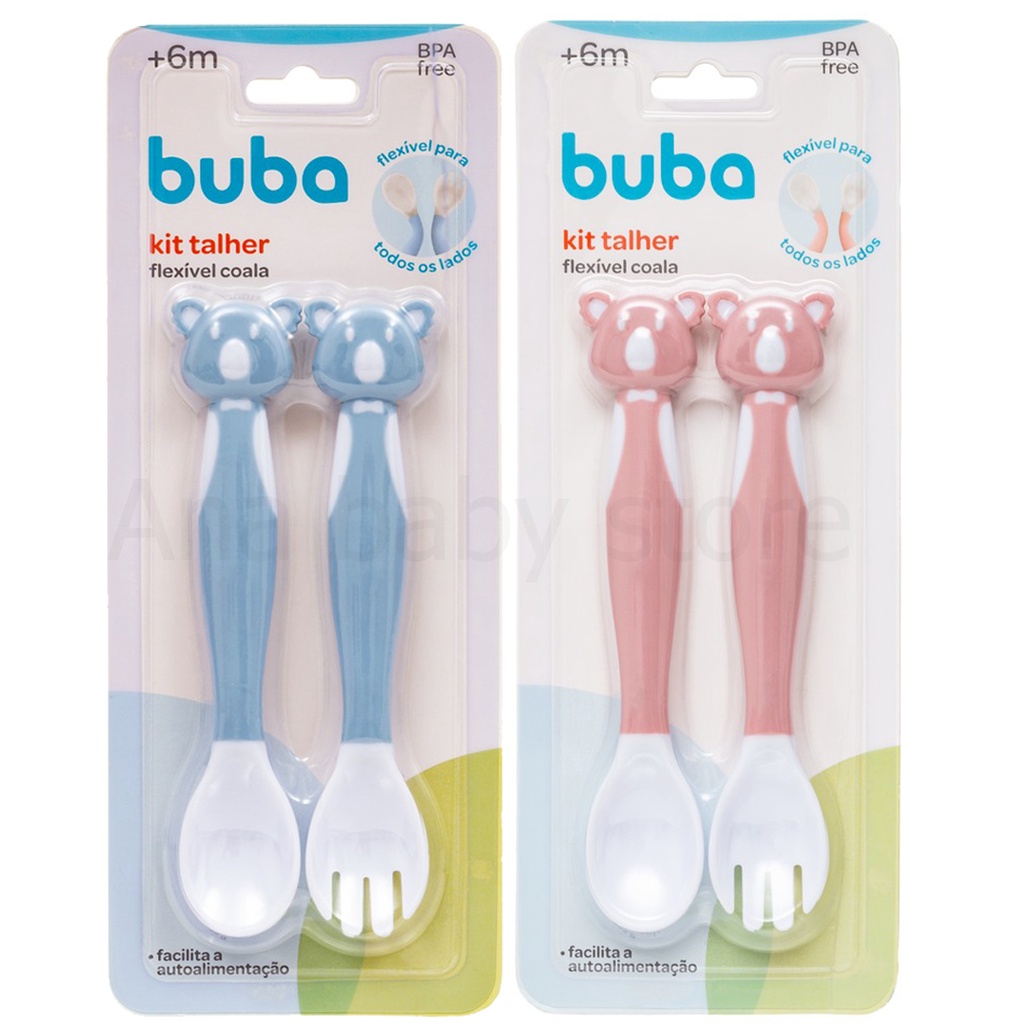 Kit Talher Flexível Colher Garfo Silicone Infantil Azul e Rosa em Oferta na Shopee