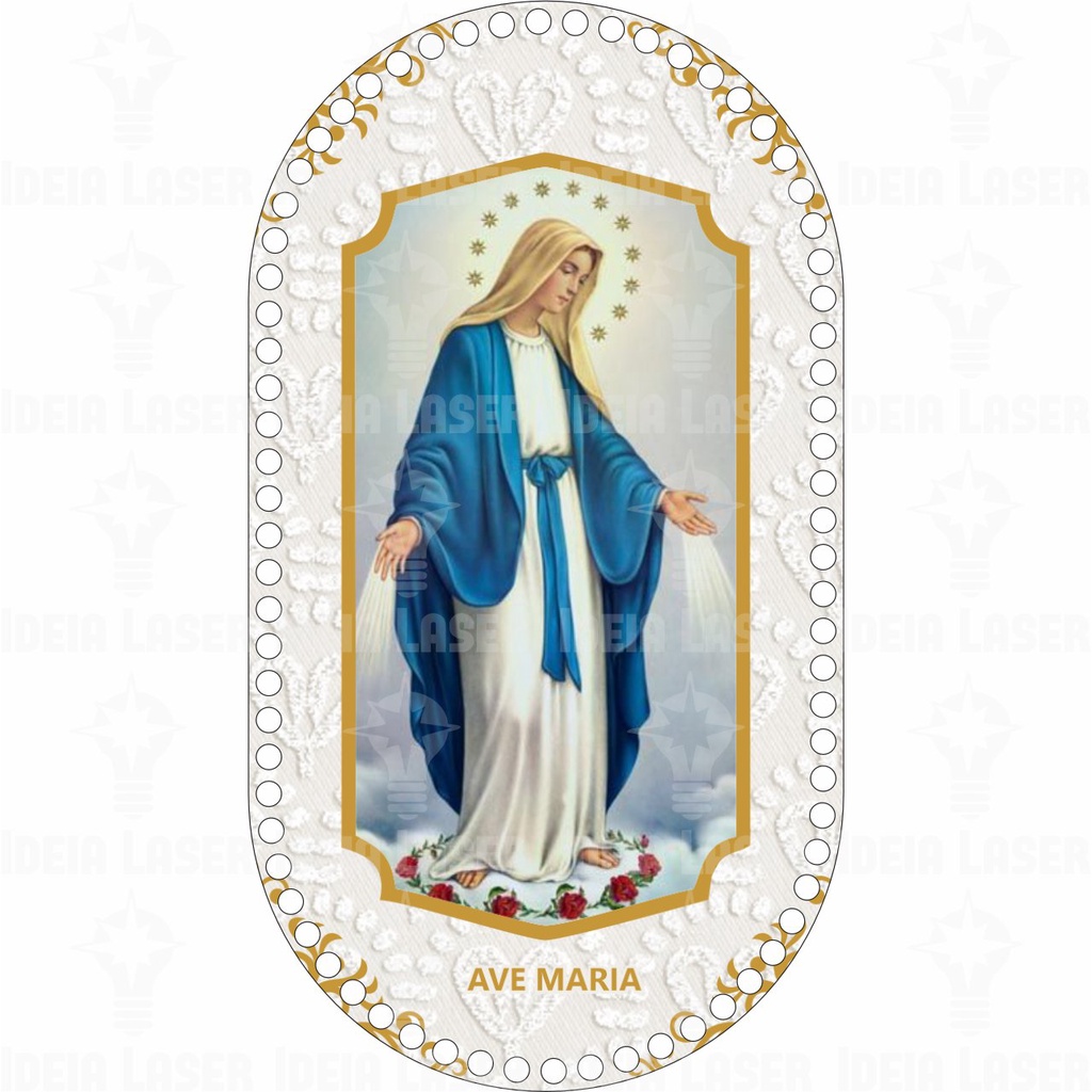 Base MDF Fio de Malha Crochê Mateira Base Reta Estampada Maria