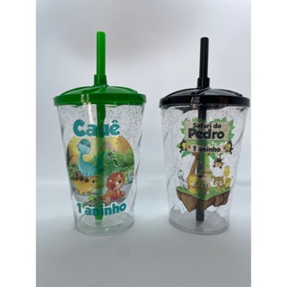 Kit 60 Copos Twister Glitter 300ml Personalizado com Tampa em Oferta na Shopee