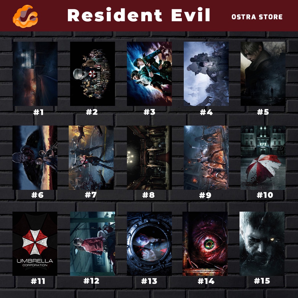 Resident Evil de 01 a 15 - Placa MDF & Quadro com Moldura - revelations - village leon clair chris