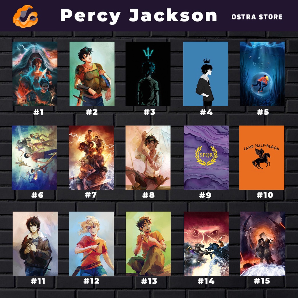 Percy Jackson 01 a 15 - Placa MDF & Quadro com Moldura - Os herois do olimpo Annabeth Chase Leo Nico