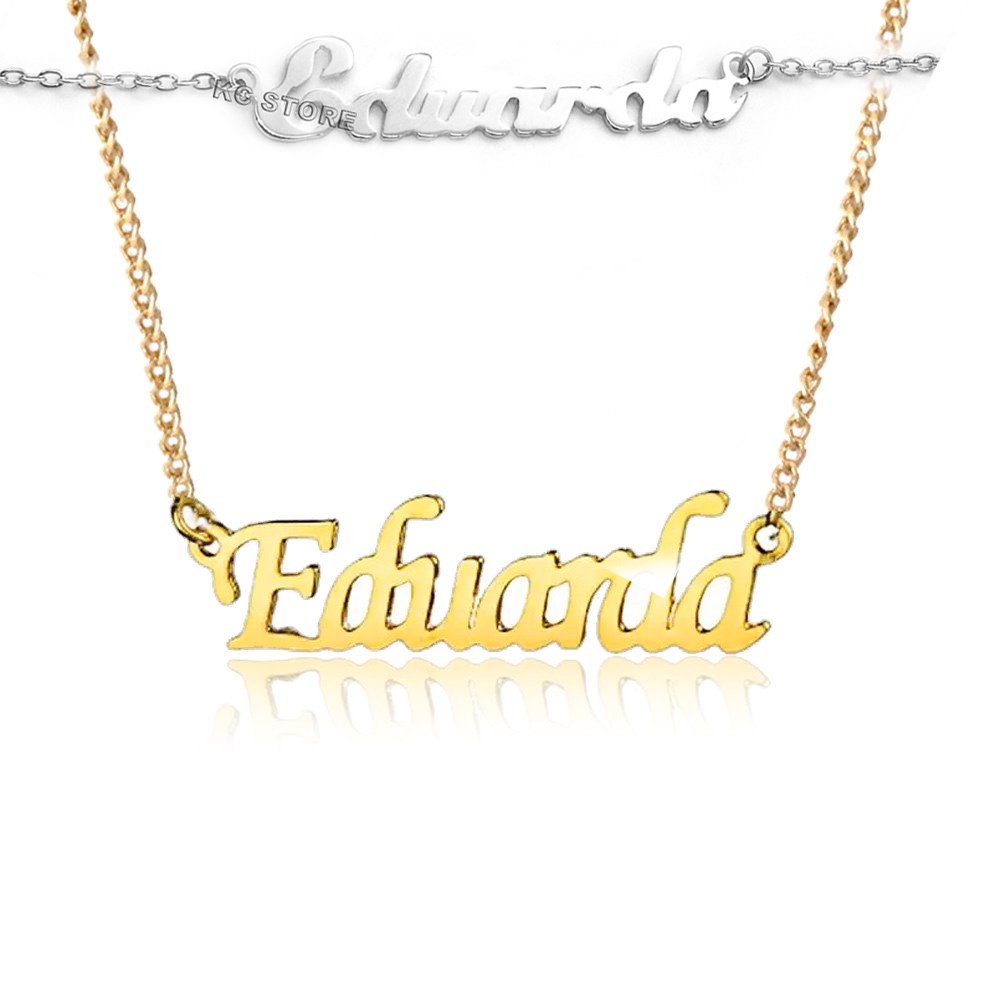 Colar de Nome Personalizado nome Eduarda feminino adulto infantil menina mulher folheado a ouro aço inox prata prateado