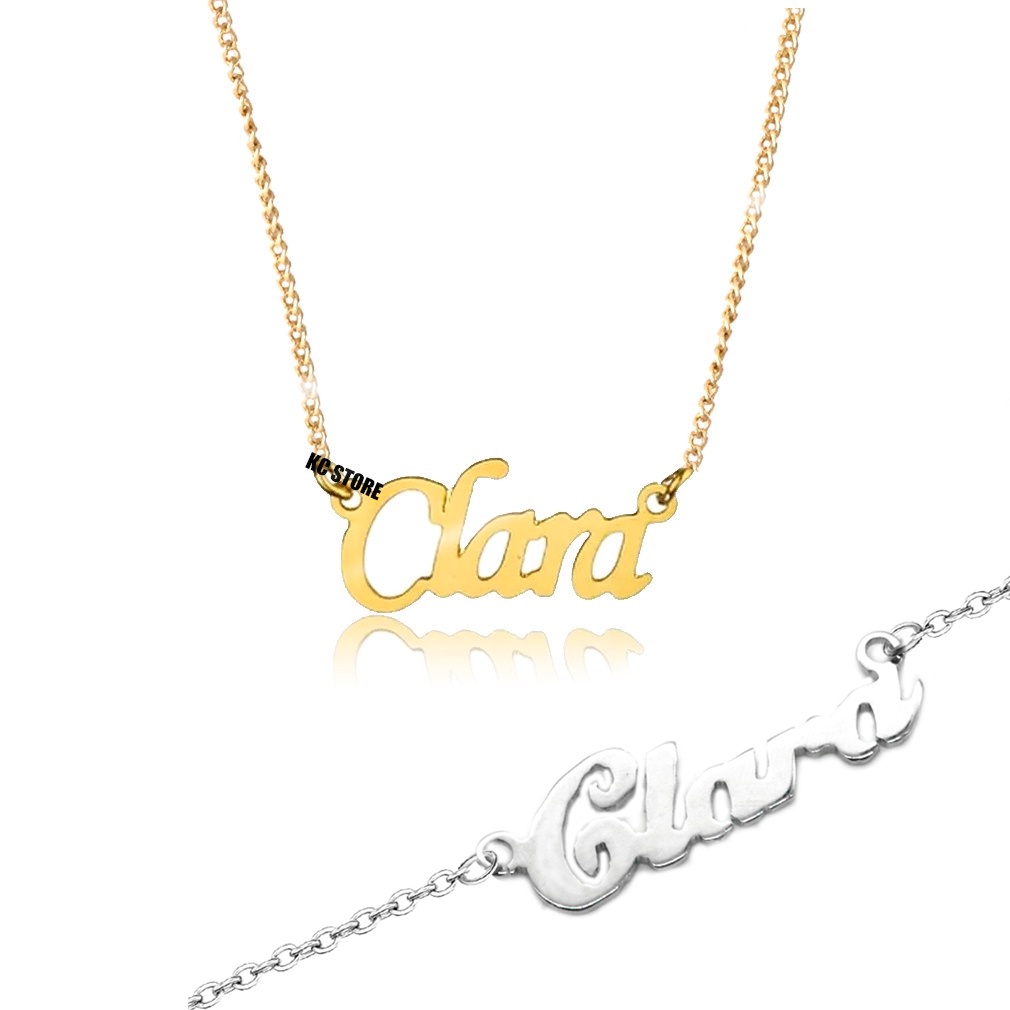 Colar corrente de Nome Personalizado nome Clara feminino adulto mulher folheado a ouro prata prateado em aço inox estilo choker gargantilha