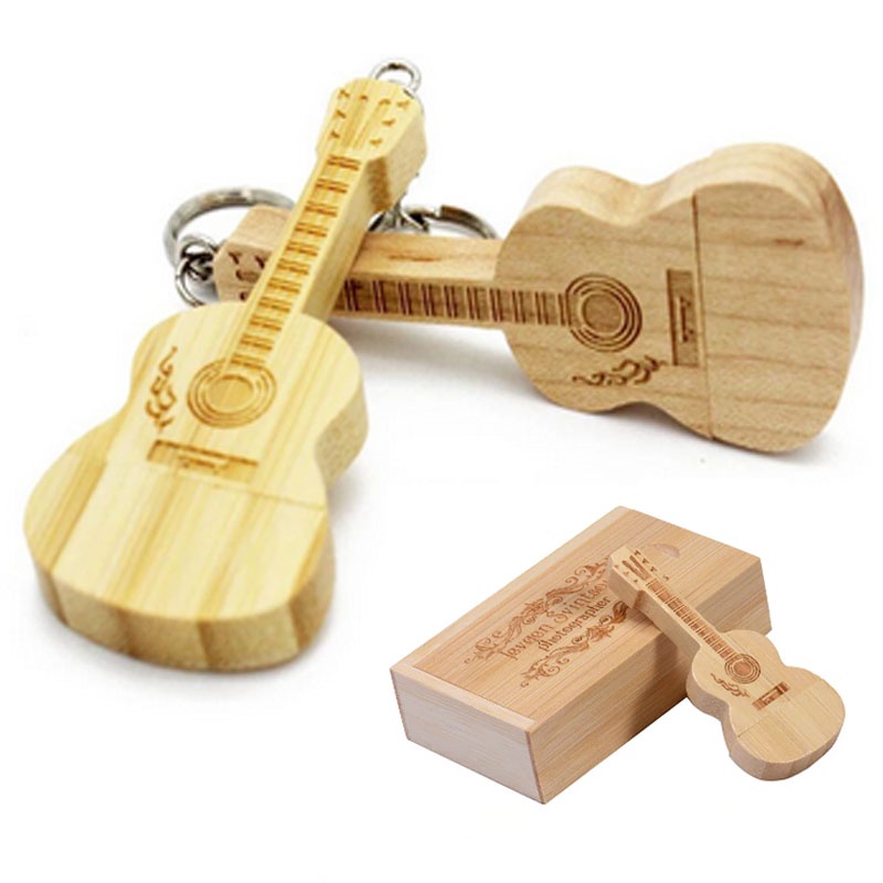 Caixa De Madeira Em Forma De Guitarra Memória Stick Logotipo Personalizável pen Drive usb2.0 4gb 8gb 16gb 32gb 64gb 128gb 256gb 512gb Creative Gift