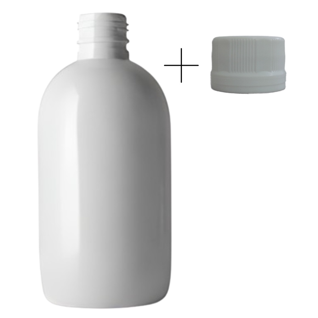 Frasco 250ml Branco Pet 50 Unidades + Tampa Lacre Branca Com Vedante Rosca 24mm