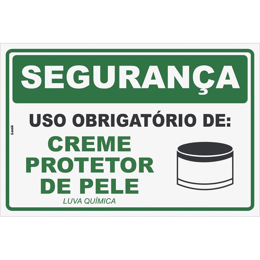 Placa Sinalização Uso Obrigatório Creme Protetor Pele EPI Segurança Trabalho Proteção Solar Normas