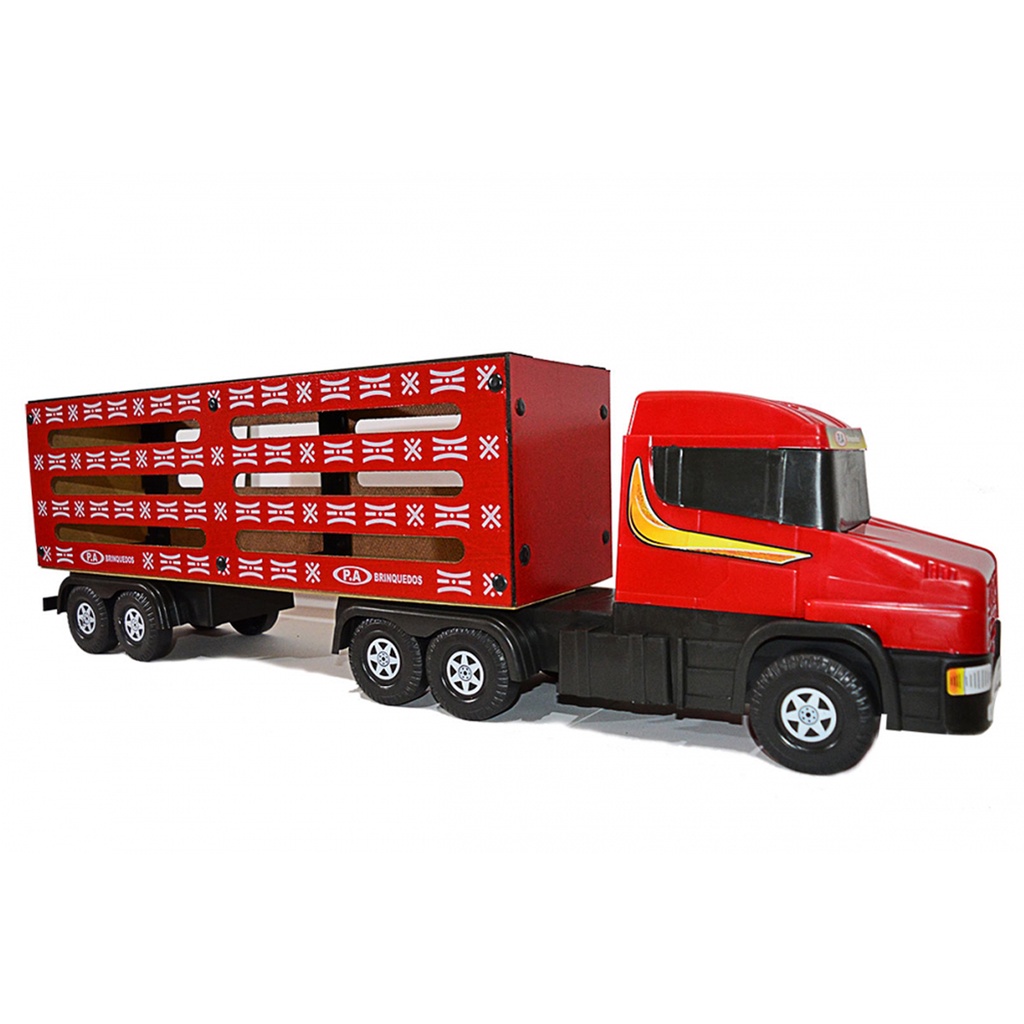 Carreta Caminhão Scania Boiadeiro Carroceria Madeira Brinquedo Grande 26x90cm Criança Escolha a Cor