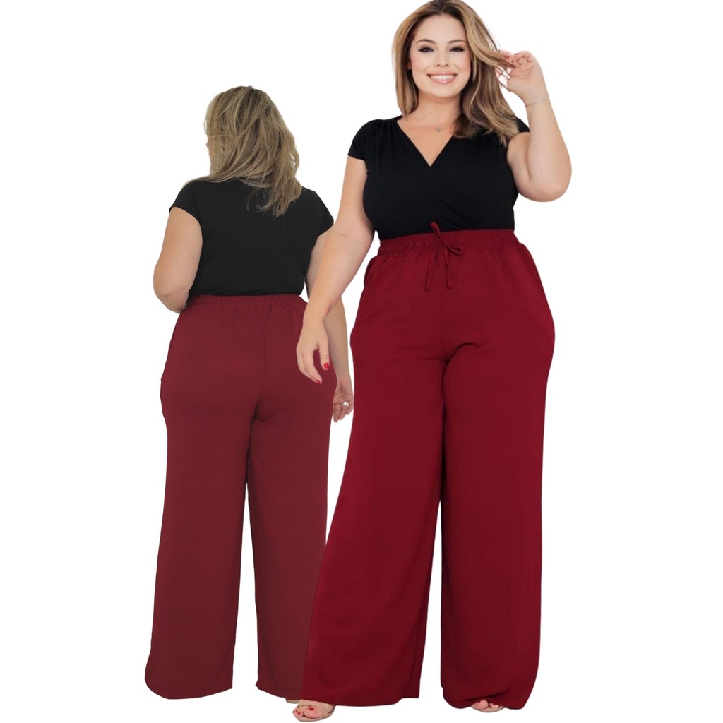 Calça pantalona  plus size feminina tecido duna social  Elástico na cintura com bolso cintura alta  envio imediato