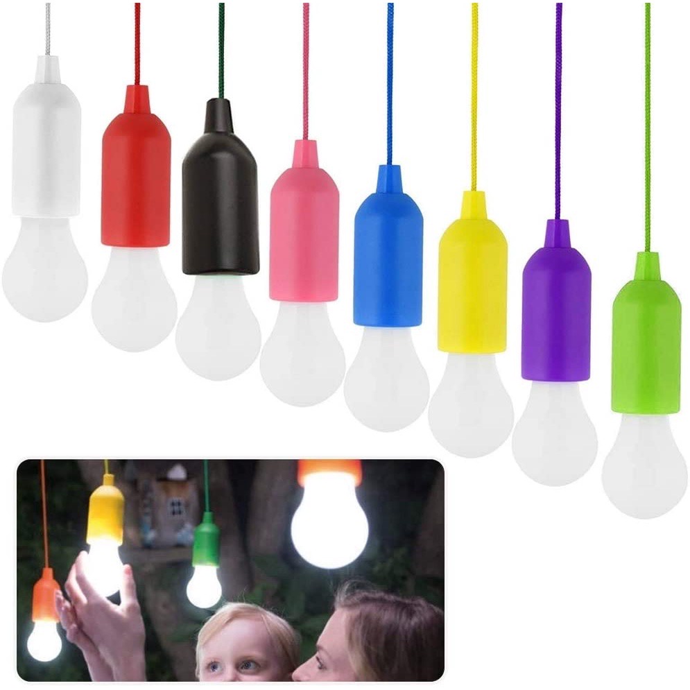 Lâmpada Portátil de Led Criativa De Pendurar a Pilha / Colorida Com Cordão/Luminária Lâmpada Portátil Corda Puxar Camping Pesca Jardim Pilha