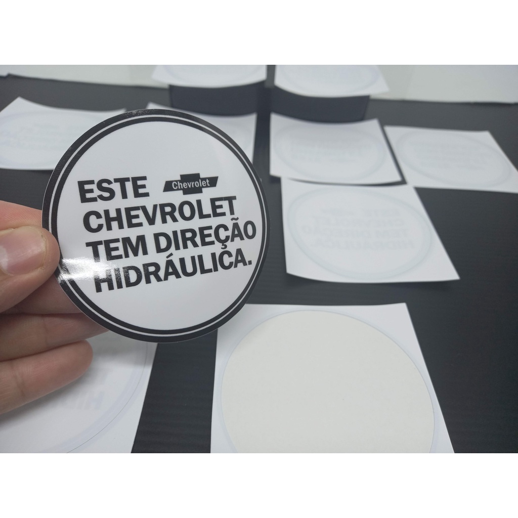 Adesivo "Este Chevrolet Tem Direção Hidráulica"  Adesivo de época Opala até 83 C/ Direção Hidráulica