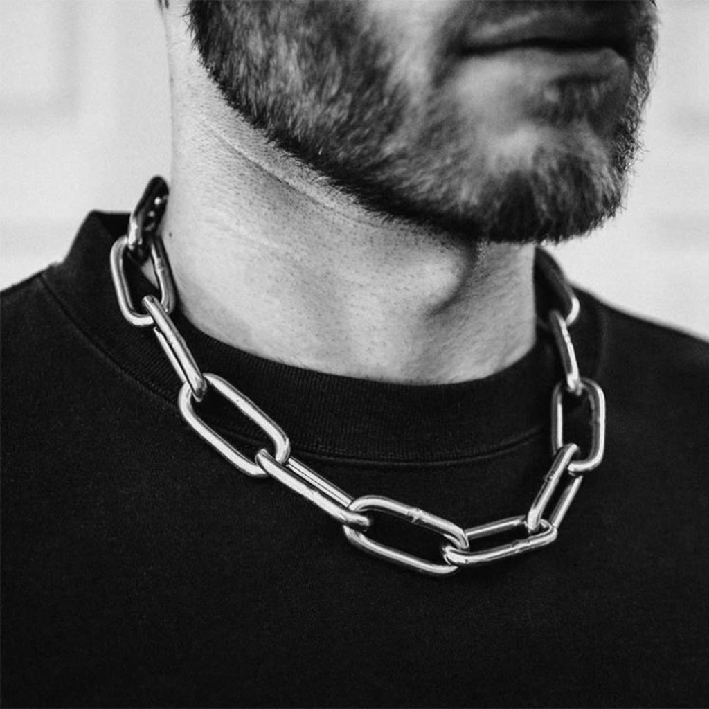 Colar Chocker 50cm Corrente Prata Elos de Aço Com Mosquetão Masculino / Feminino