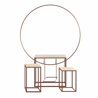 Kit para Decoração de Festa c/ 3 Mesas Cubo e 1 Arco Rose Gold, Dourado, e Preto em Oferta na Shopee