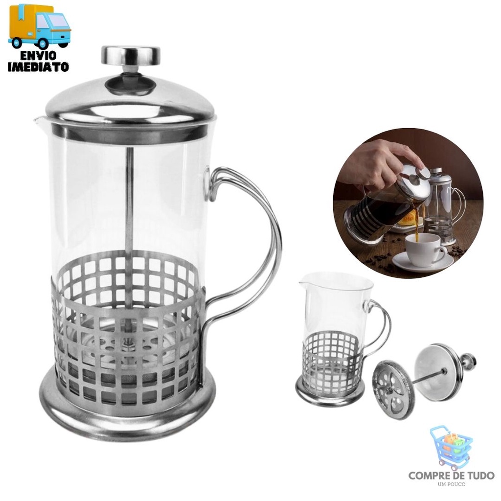 Cafeteira Prensa Francesa 600ml Cozinha Aço Inox Café Capuccino Chá Vidro Ideal Para O Frio Inverno