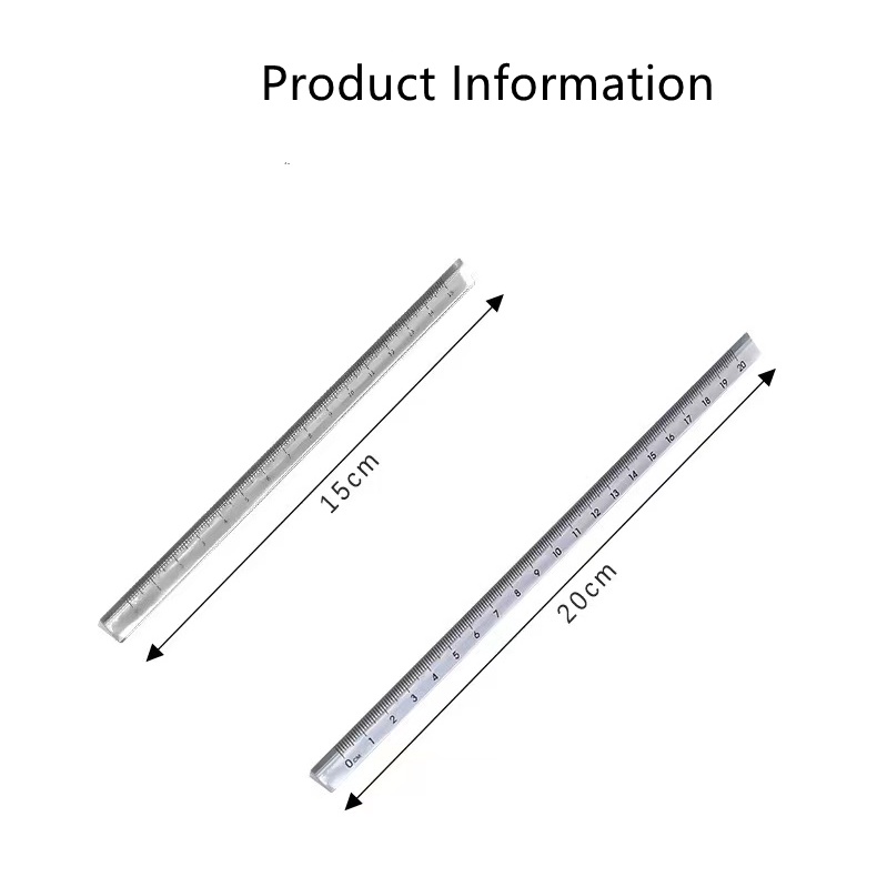 Cor De Cristal Transparente 15cm 20cm Régua Triangular Estudantil De Medição De Pintura De Escala