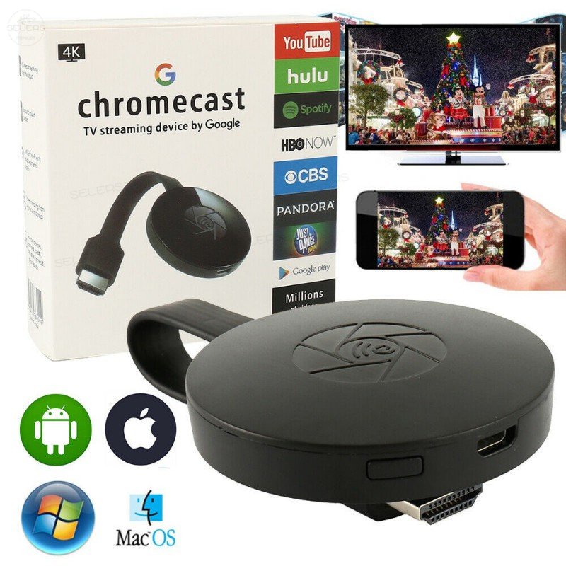 Chromecast G2 4K Ultra HD Para Transmissão De TV De Alta Definição Google Miracast