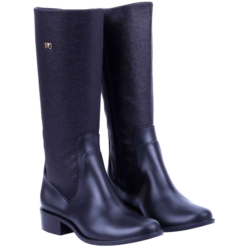 Bota Montaria Infantil Feminina com Glitter Lolita Kids WorldColors - Preto em Oferta na Shopee