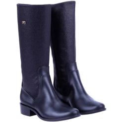 Bota Montaria Infantil Feminina com Glitter Lolita Kids Bee Happy - Preto