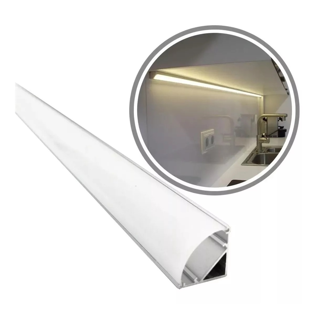Perfil Aluminio Sobrepor Canto Fita Led Com Difusor 1Metro Branco Preto em Oferta na Shopee