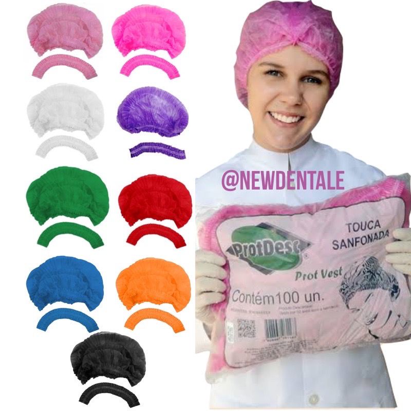 Touca Sanfonada Descartável PROTDESC LINHA PREMIUM Colorida com 10, 20 e 50 unidades em Oferta na Shopee