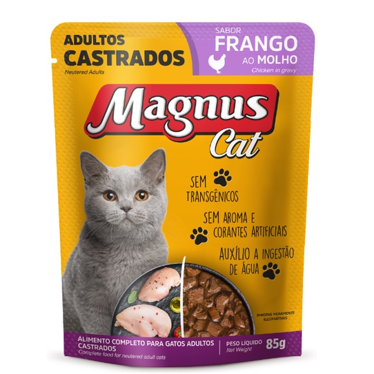 Magnus Cat Sachê para Gatos Catrados Sabor Frango 85g Adimax