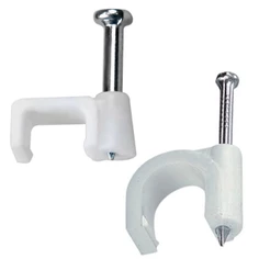 Kit Jogo 50 Grampo Fixador Fio Cabo Coaxial Paralelo 10mm Com Prego Fixar Organizar Fios Cabos