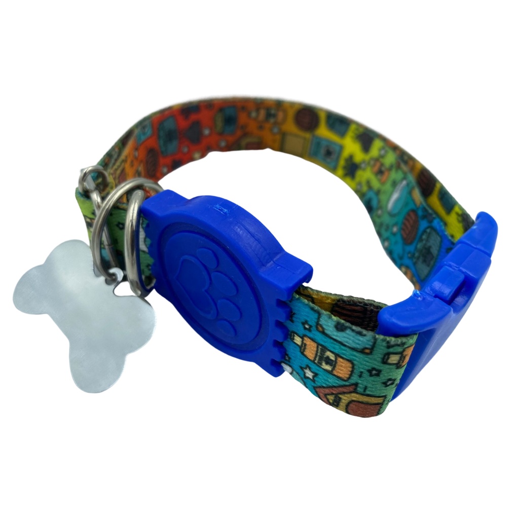 Coleira para cachorro com plaquinha de identificação pet