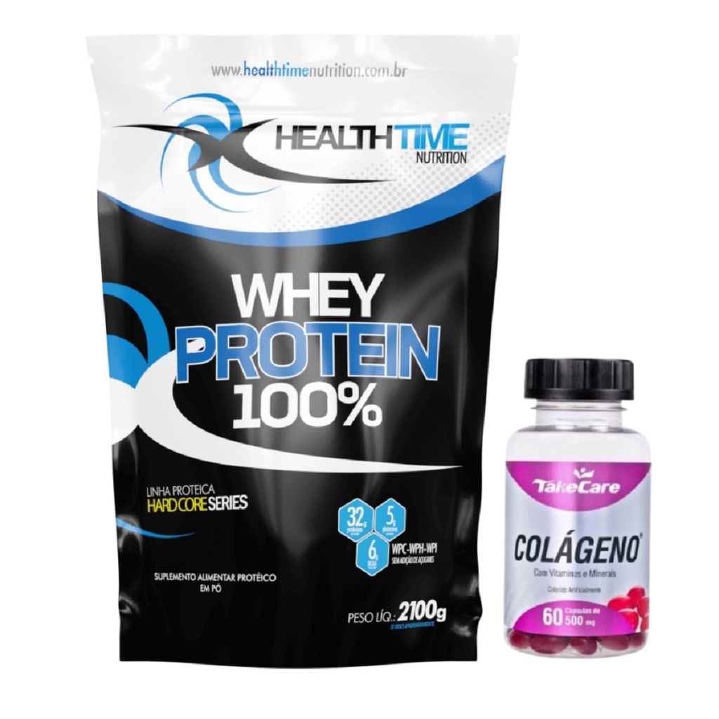 Whey Protein 100% 2100Kg + Colágeno Hidrolisado - 750 MG (60 Cápsulas)