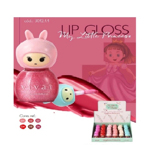 Kit Lip Gloss 6 Super Hidratante Princesa My Little Princess – Gloss Infantil Beleza Maquiagem Brilho Labial