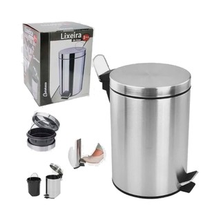 Lixeira de Inox 3 Litros Com Pedal e Apoio Tampa Lisa em Oferta na Shopee