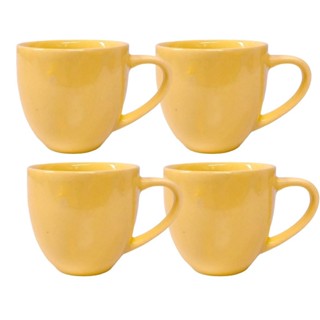 Jogo 4 Xicara Café Chá Porcelana 170ml > Cor Amarela