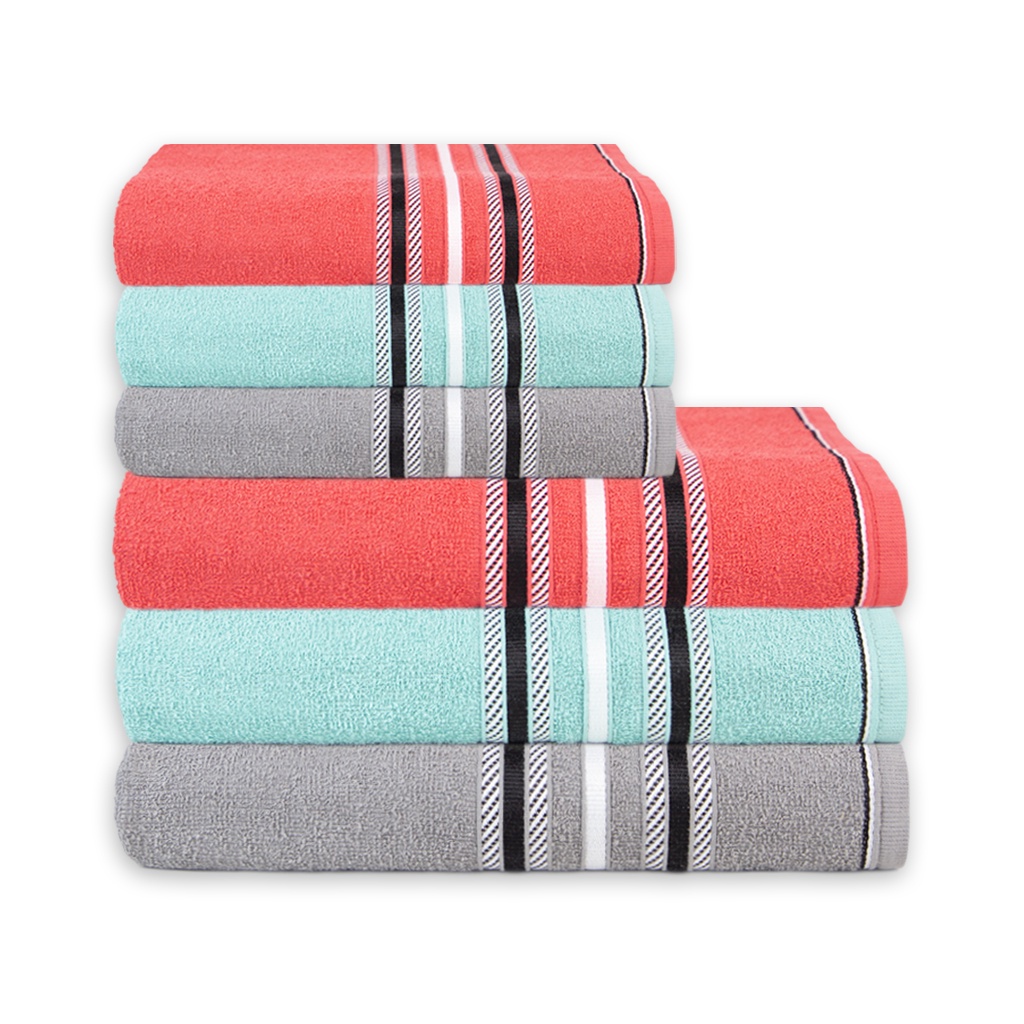 Kit 6 toalhas felpuda Stella - 3 banho + 3 rosto algodão