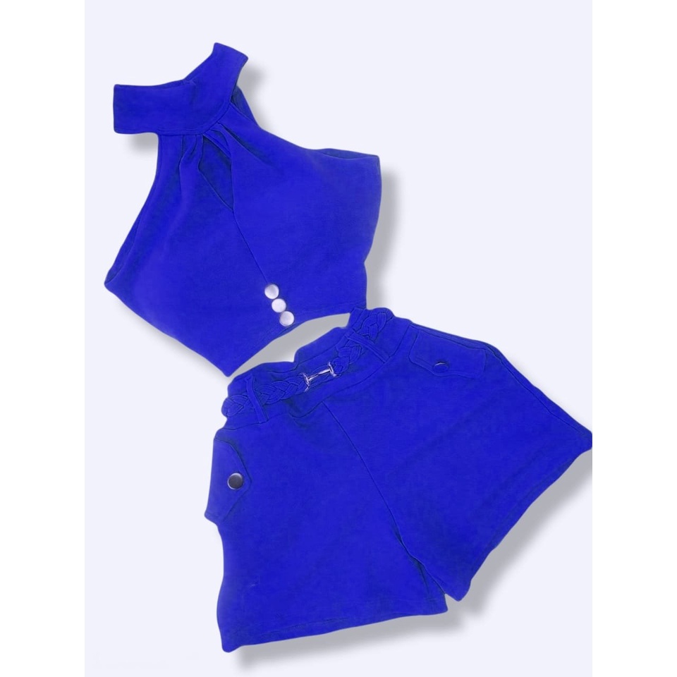Conjunto de Short Cós alto Malha e Cropped Top com Bojo — imagem 2 de 2