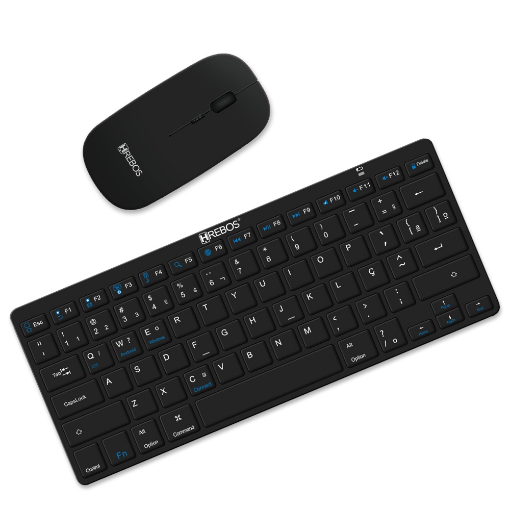 Kit Teclado + Mouse Bluetooth Compativel com Mac ios Android Windows HREBOS HS-750K