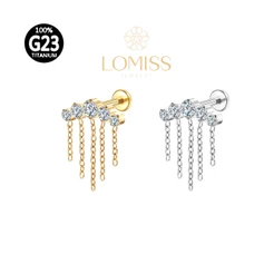 Piercing Helix Tragus Conch Boca-Medusa Labret Titânio G23 PVD Cluster Correntaria 5 Zircônias Lomiss piercing