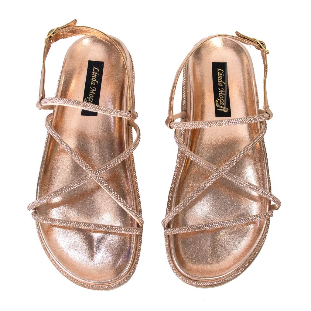 Sandalia Feminina Papete Linda Moça Com Strass em Oferta na Shopee