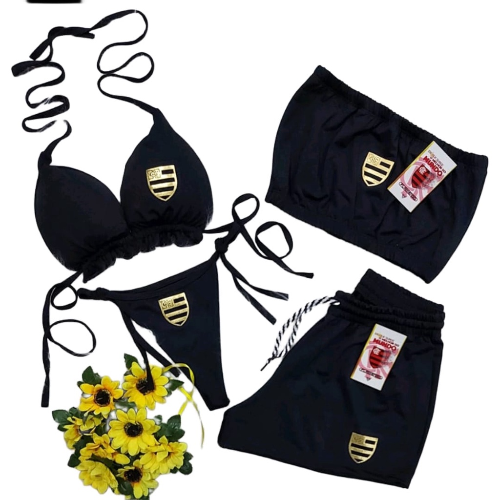 Conjunto de Biquini Top e Shorts Cortininha Com Bojo  Moderno Personalizável Quarteto