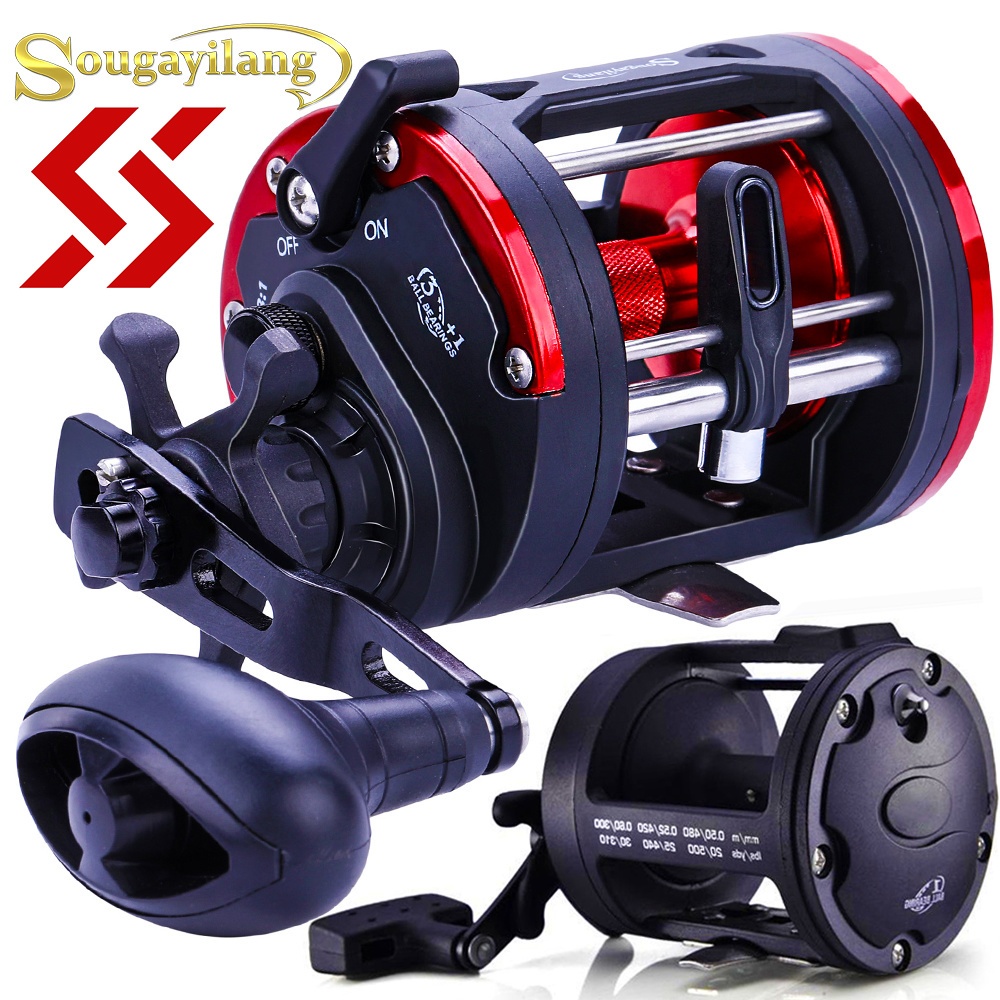 Carreto De Pesca Sougayilang Trolling 3.8 : 1 Relação De Engrenagens Spinning Fishing Reel Para Água Salgada Max Drag 25kg - Sports & Outdoors