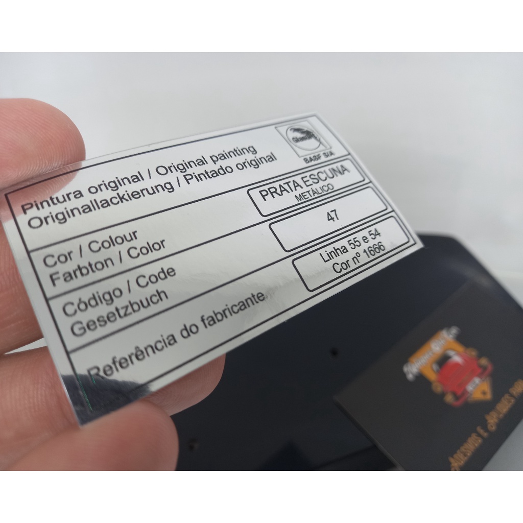 Adesivo Lataria Referencia de Cor Linha GM - Selo Identificação de Cor do Fabricante - PRATA ESCUNA METÁLICO 47