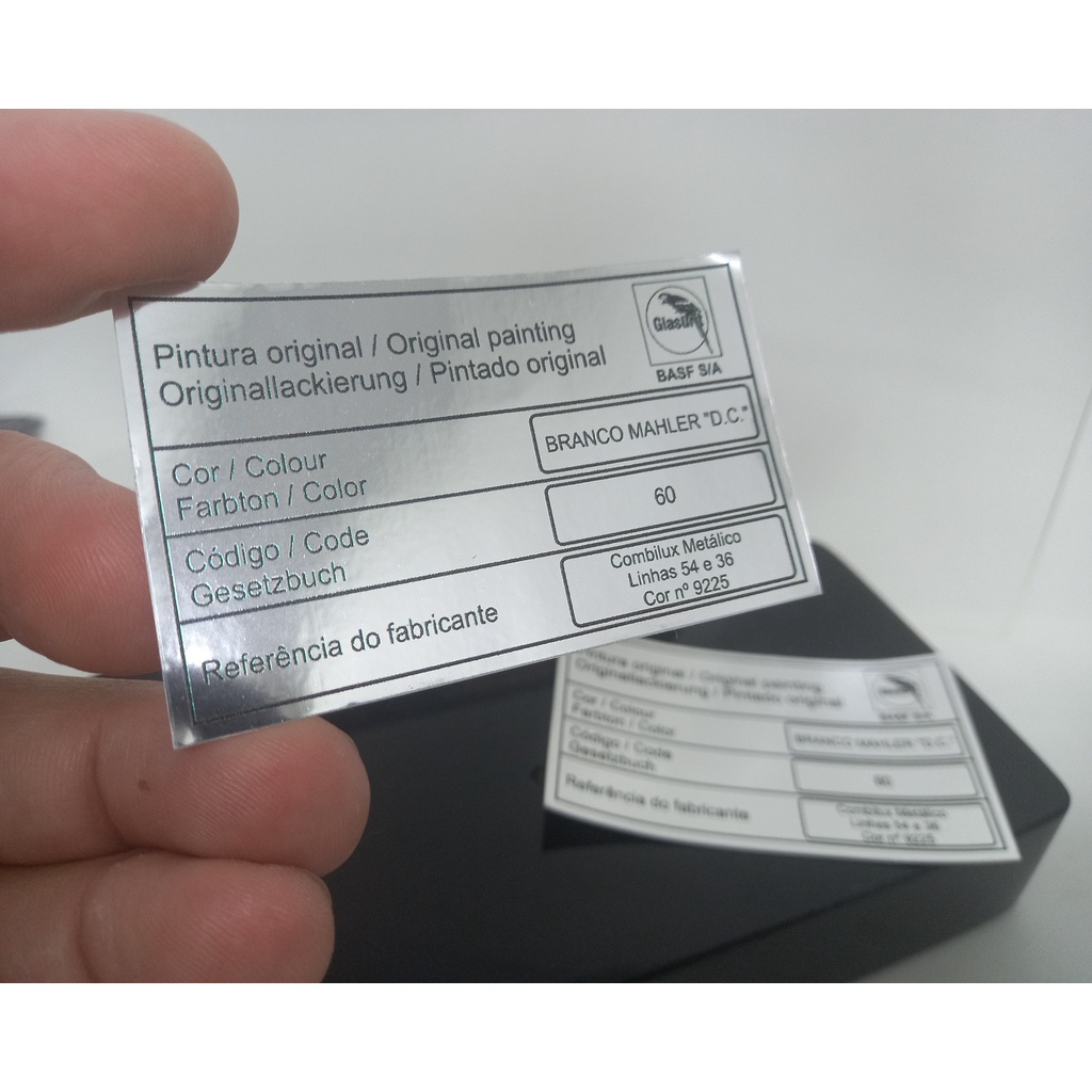 Adesivo Lataria Referencia de Cor Linha GM - Selo Identificação de Cor do Fabricante - BRANCO MAHLER-"DC"-60