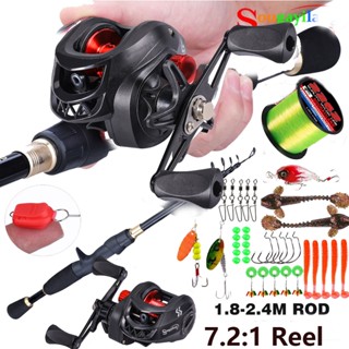 Sougayilang Casting Fishing Combo Com Haste Telescópica De Carbono E 18 + 1BB Baitcasting Reel Line Lure Acessórios Para Kits De Pesca De Carpa De Robalo
