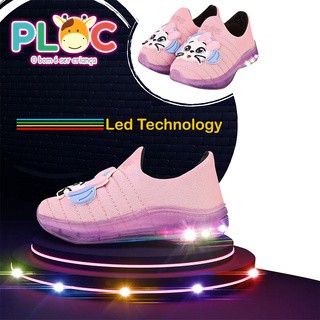 -Tênis Led Infantil - PLOC LED37 - ROSA GATINHA COM FONE