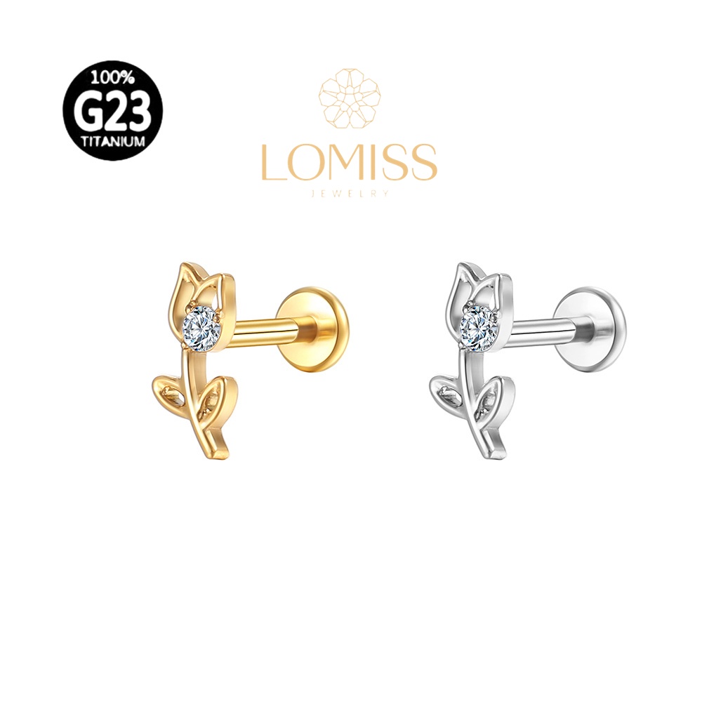 Piercing Labret Helix Tragus Conch Boca-Medusa Titânio G23 PVD Rosa Vazada Zircônia Lomiss piercing em Oferta na Shopee