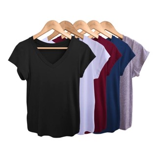 Blusa Gola V Feminina Básica Manga Curta Baby Look T-shirt Promoção