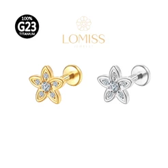 Piercing Helix Conch Labret Titânio PVD Flor Zircônia Lomiss piercing